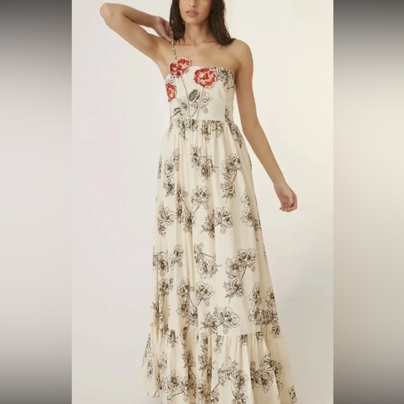 Anthropologie Dresses & Skirts - Anthropologie Floral Maxi Dress - Cream and Red